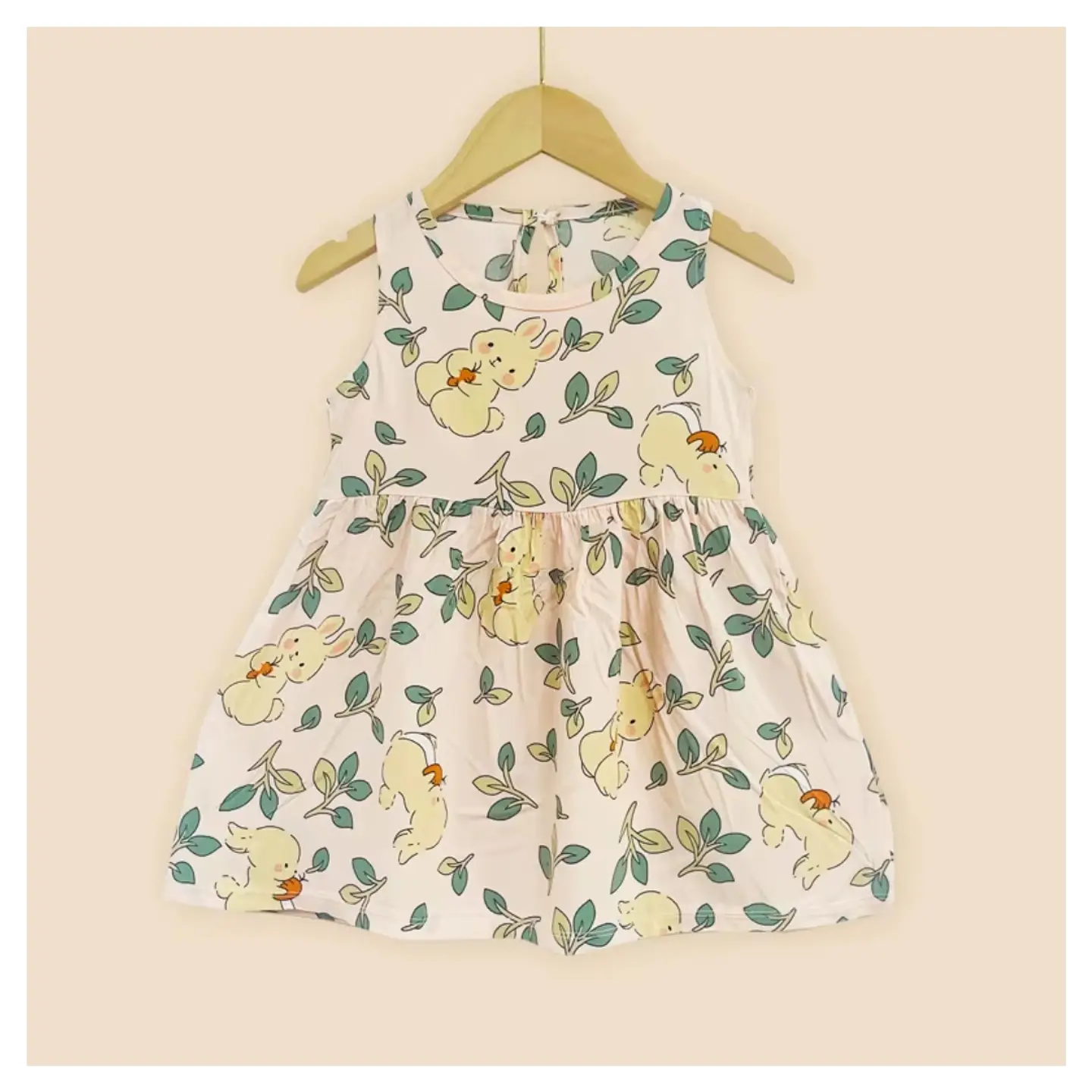 Vestido Niña Sin Mangas Algodon Verano Estampado Ramitas 1
