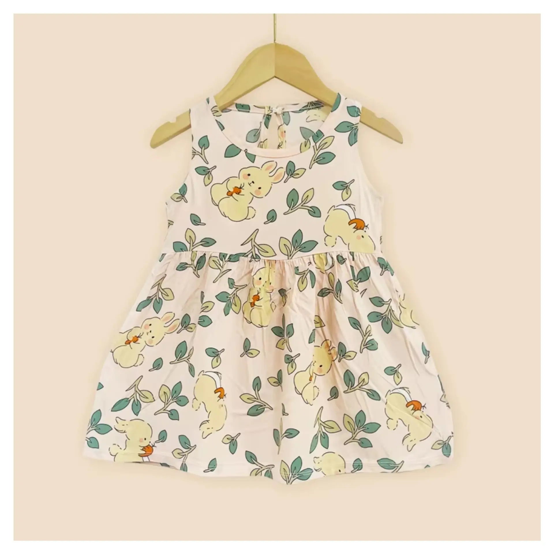 Vestido Niña Sin Mangas Algodon Verano Estampado Ramitas 1