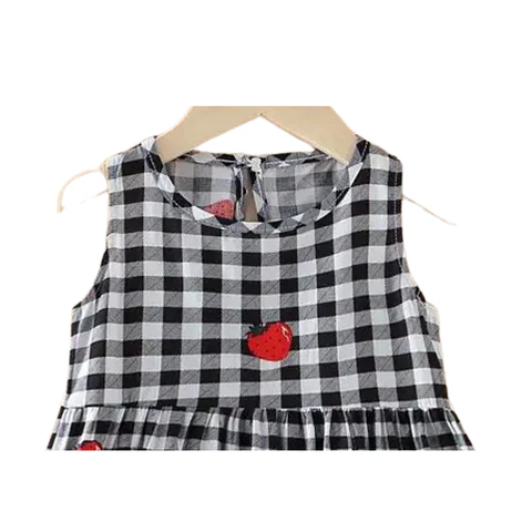 Vestido Niña Sin Mangas Algodon Verano Estampado Cuadros