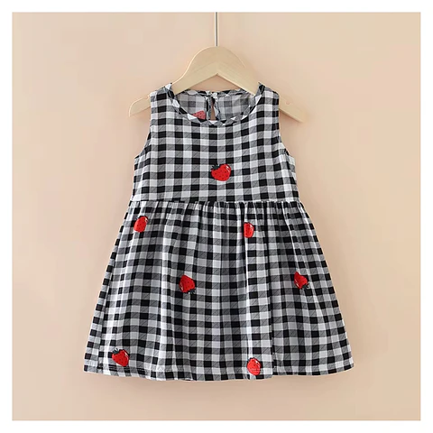 Vestido Niña Sin Mangas Algodon Verano Estampado Cuadros