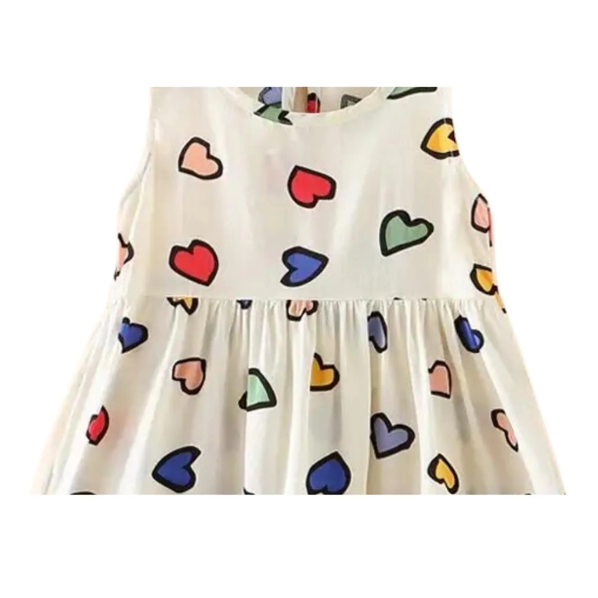 Vestido Niña Sin Mangas Algodon Verano Estampado Corazon 4