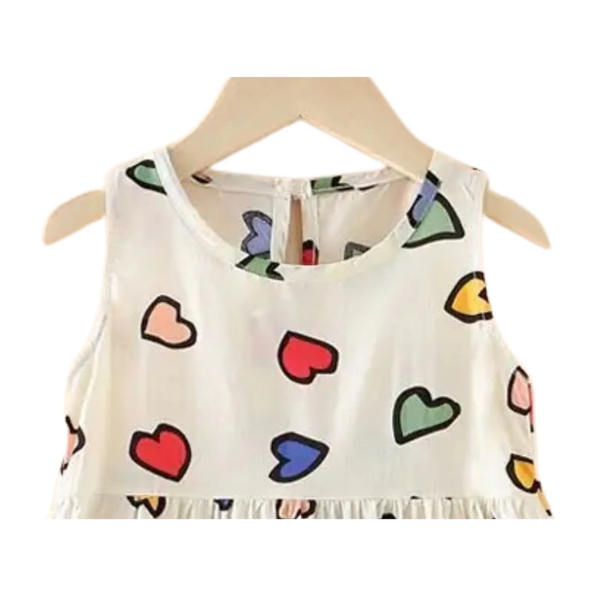 Vestido Niña Sin Mangas Algodon Verano Estampado Corazon 5