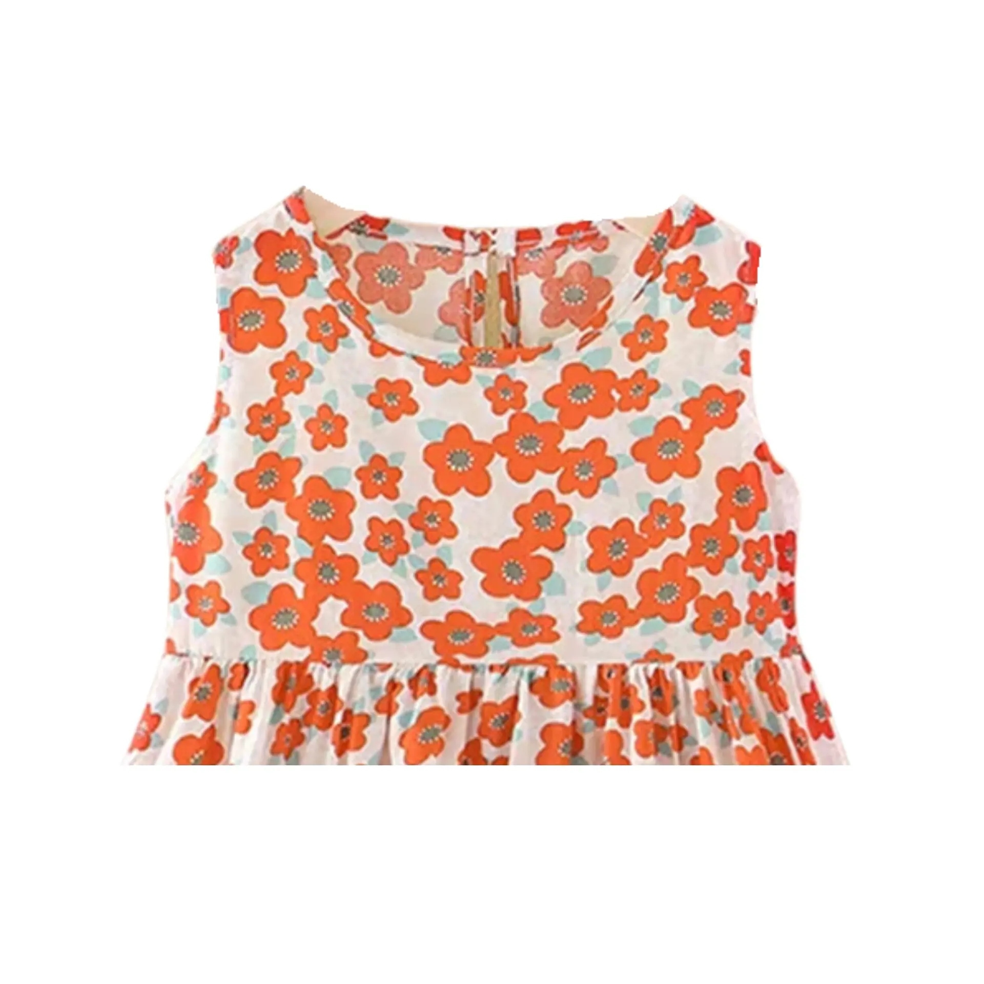 Vestido Niña Sin Mangas Algodon Verano Estampado Amapolas 2
