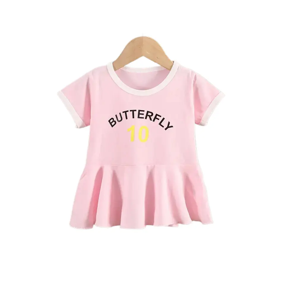 Vestido Algodon Niña Verano Manga Corta Rosado Estampado 2