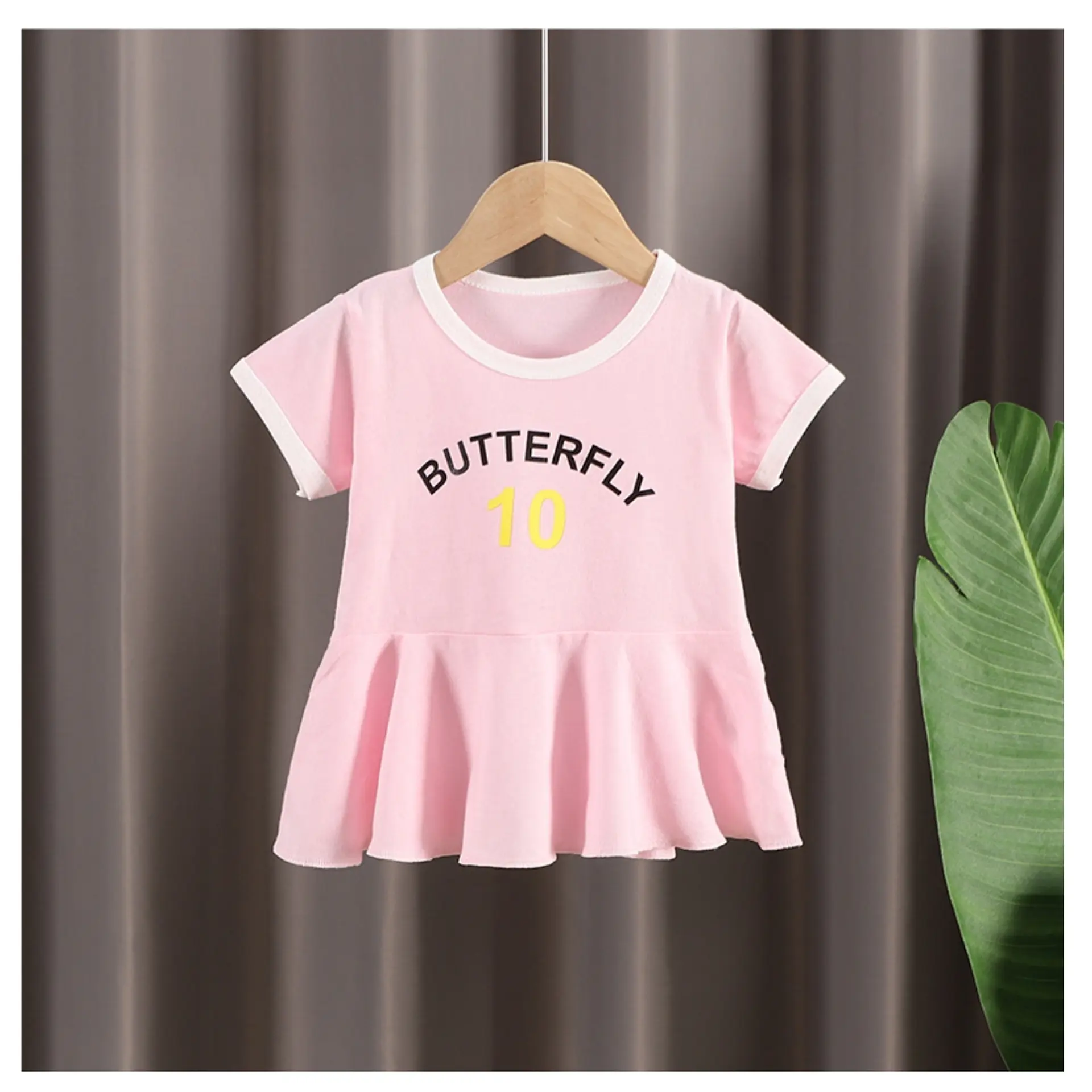 Vestido Algodon Niña Verano Manga Corta Rosado Estampado 1