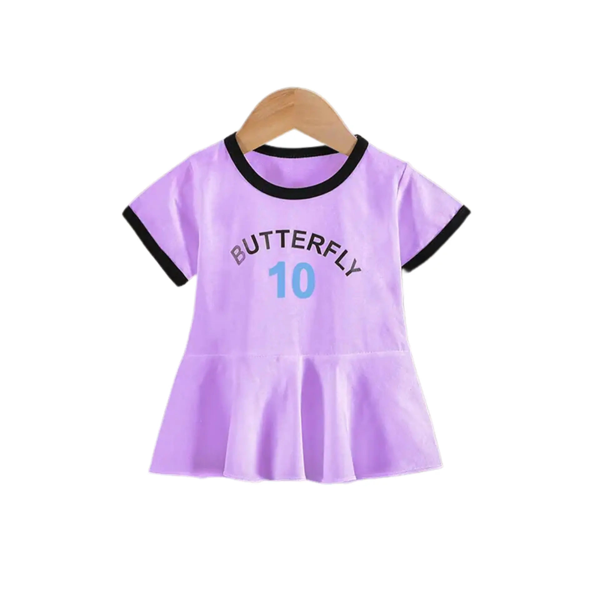 Vestido Algodon Niña Verano Manga Corta Morado Estampado 2
