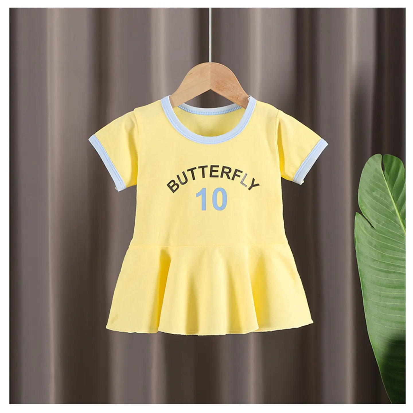 Vestido Algodon Niña Verano Manga Corta Amarillo Estampado 1