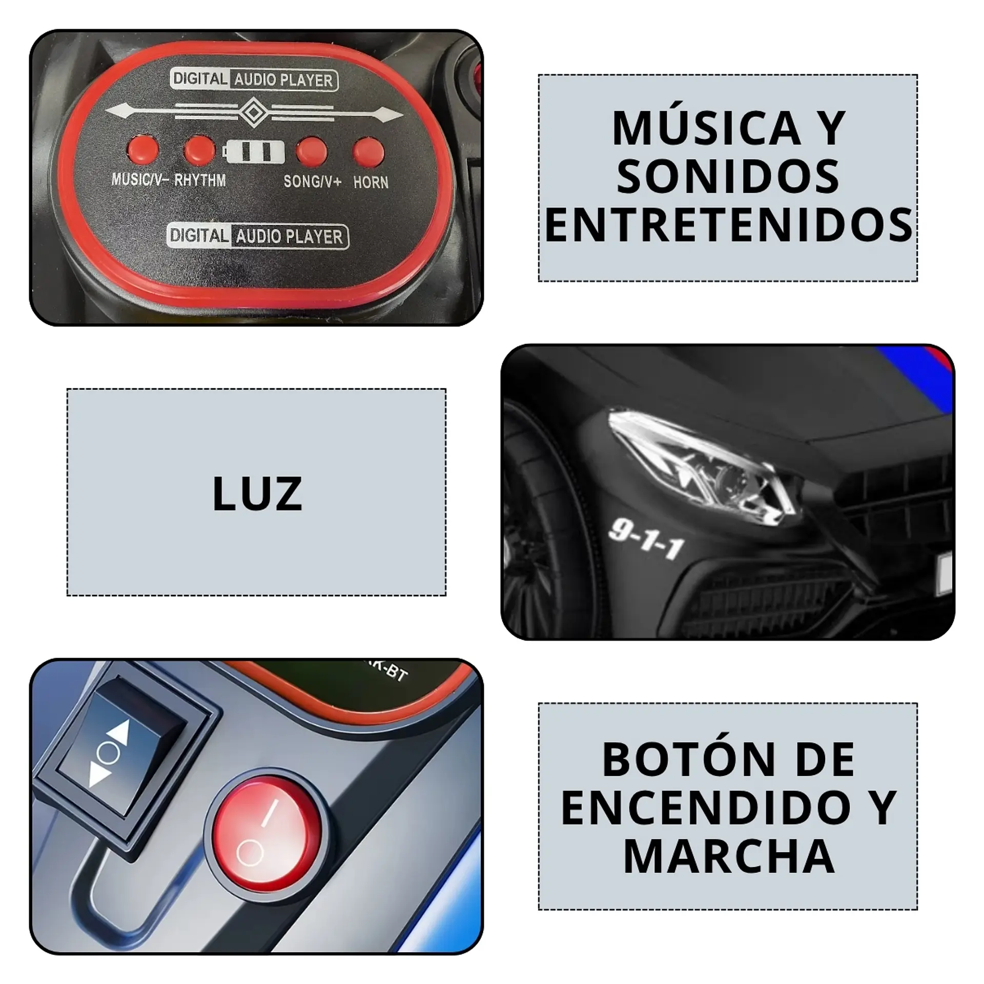 Auto Batería Eléctrico Infantil Policia Juguete  5