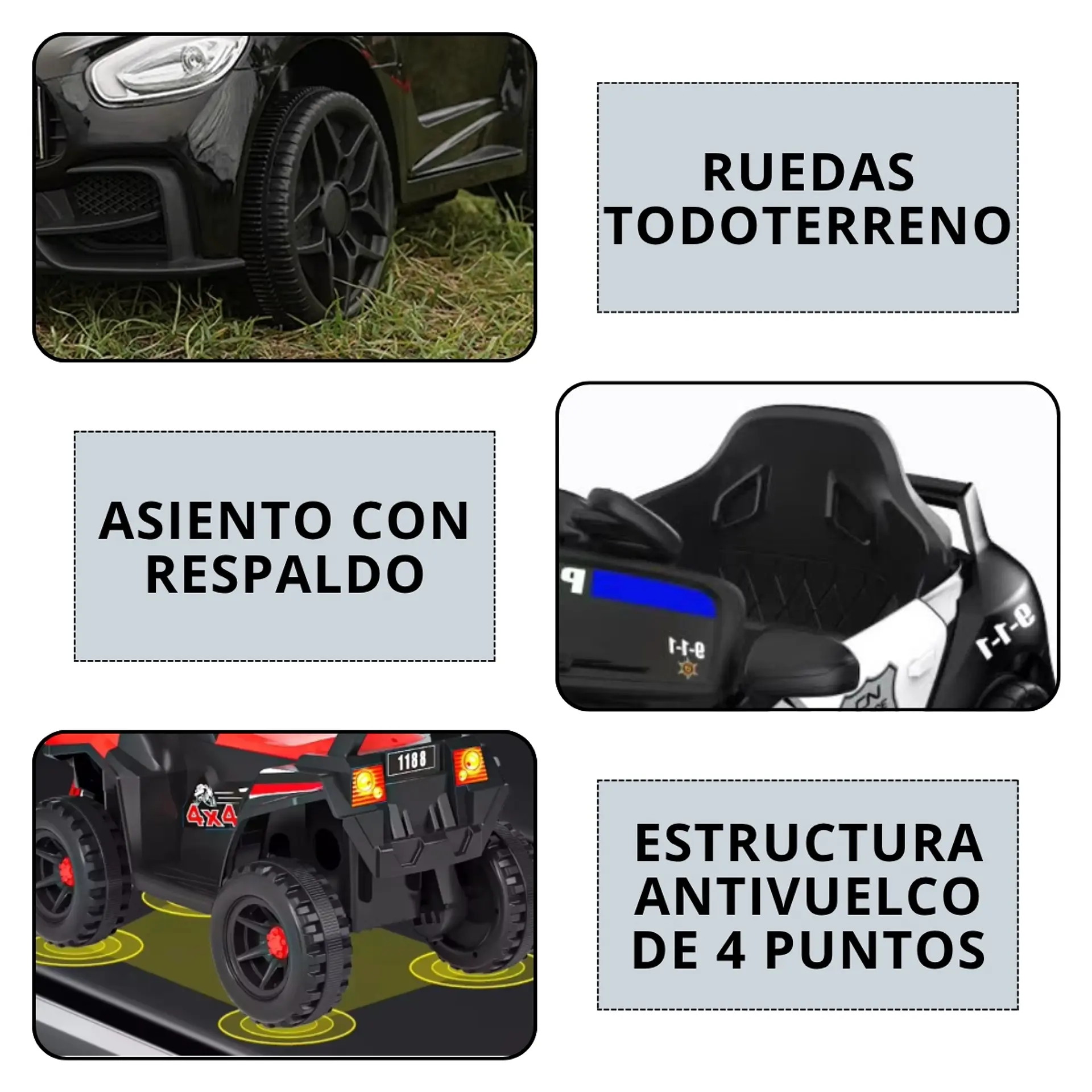 Auto Batería Eléctrico Infantil Policia Juguete  6