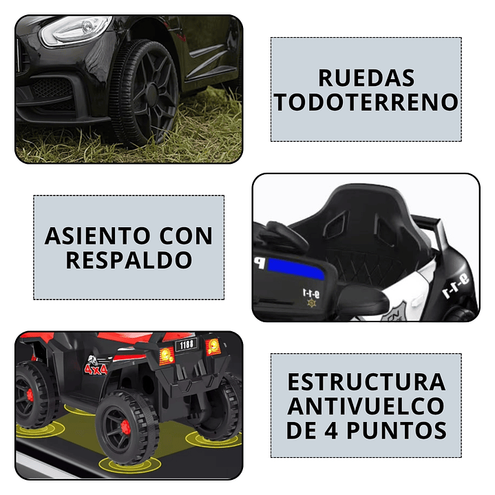 Auto Electrico Policia Infantil A Batería 5