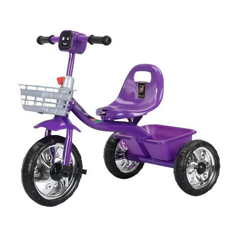 Triciclo Infantil Bici Musical Con Canasto y Respaldo Morado