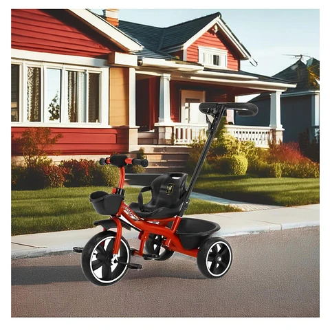 Triciclo Infantil Mango De Empuje Alto Asiento Grande Rojo