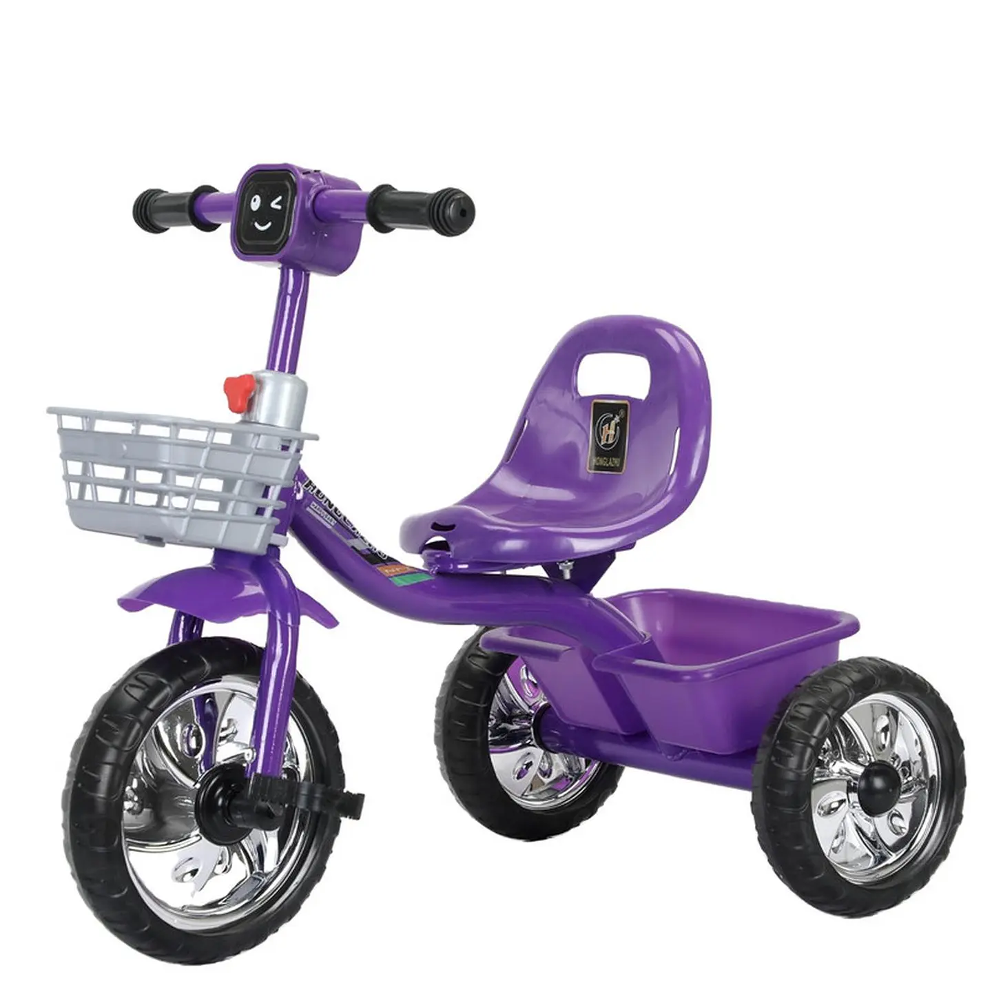 Triciclo Infantil Bici Musical Con Canasto y Respaldo Morado 2