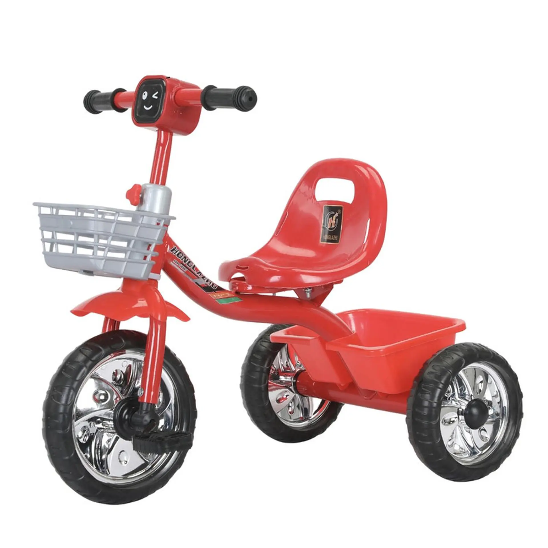 Triciclo Infantil Bici Musical Con Canasto y Respaldo Rojo 1