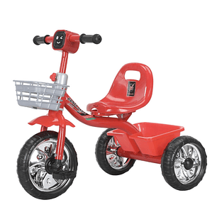 Triciclo Infantil Bici Musical Con Canasto y Respaldo Rojo