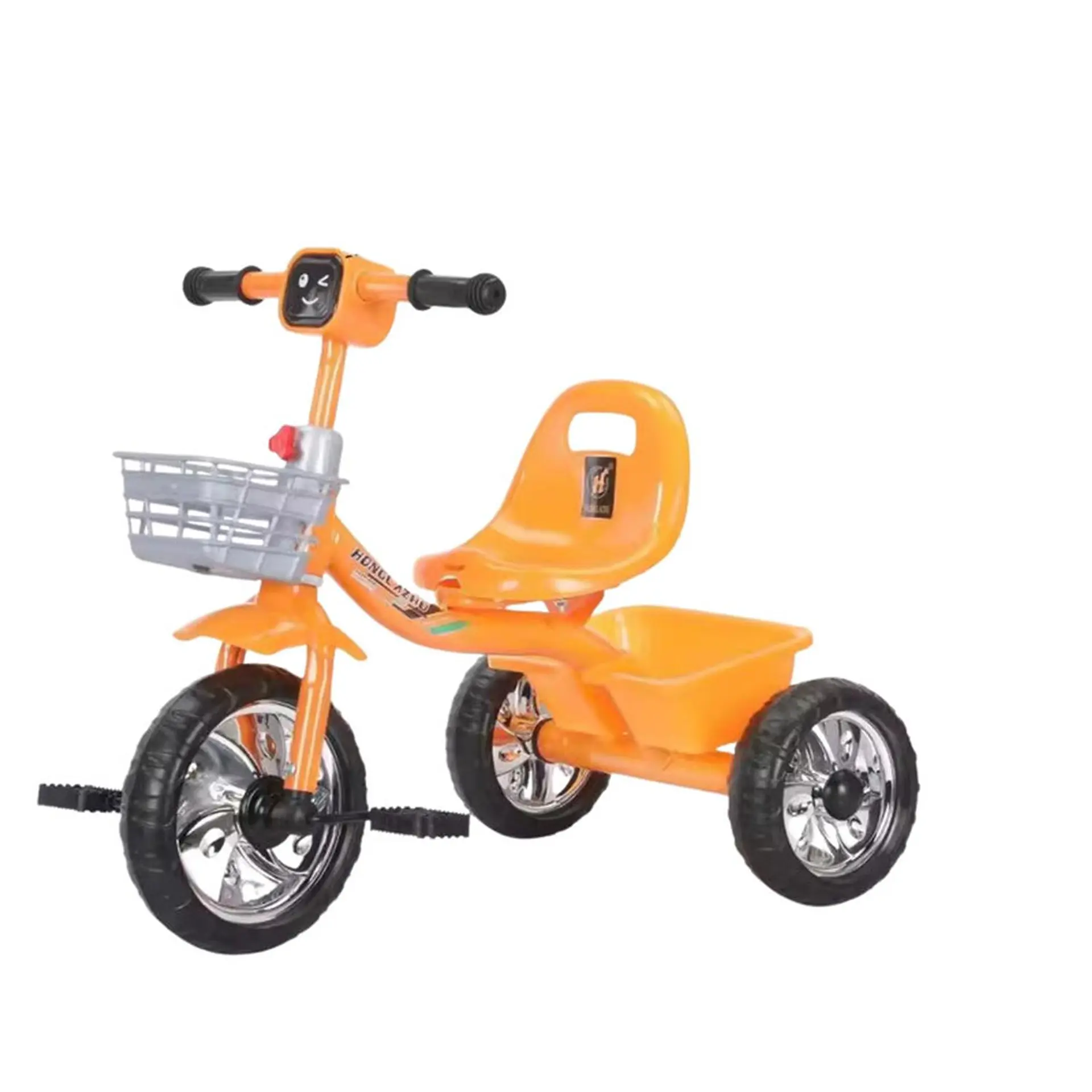 Triciclo Infantil Bici Musical Con Canasto y Respaldo Naranjo 1