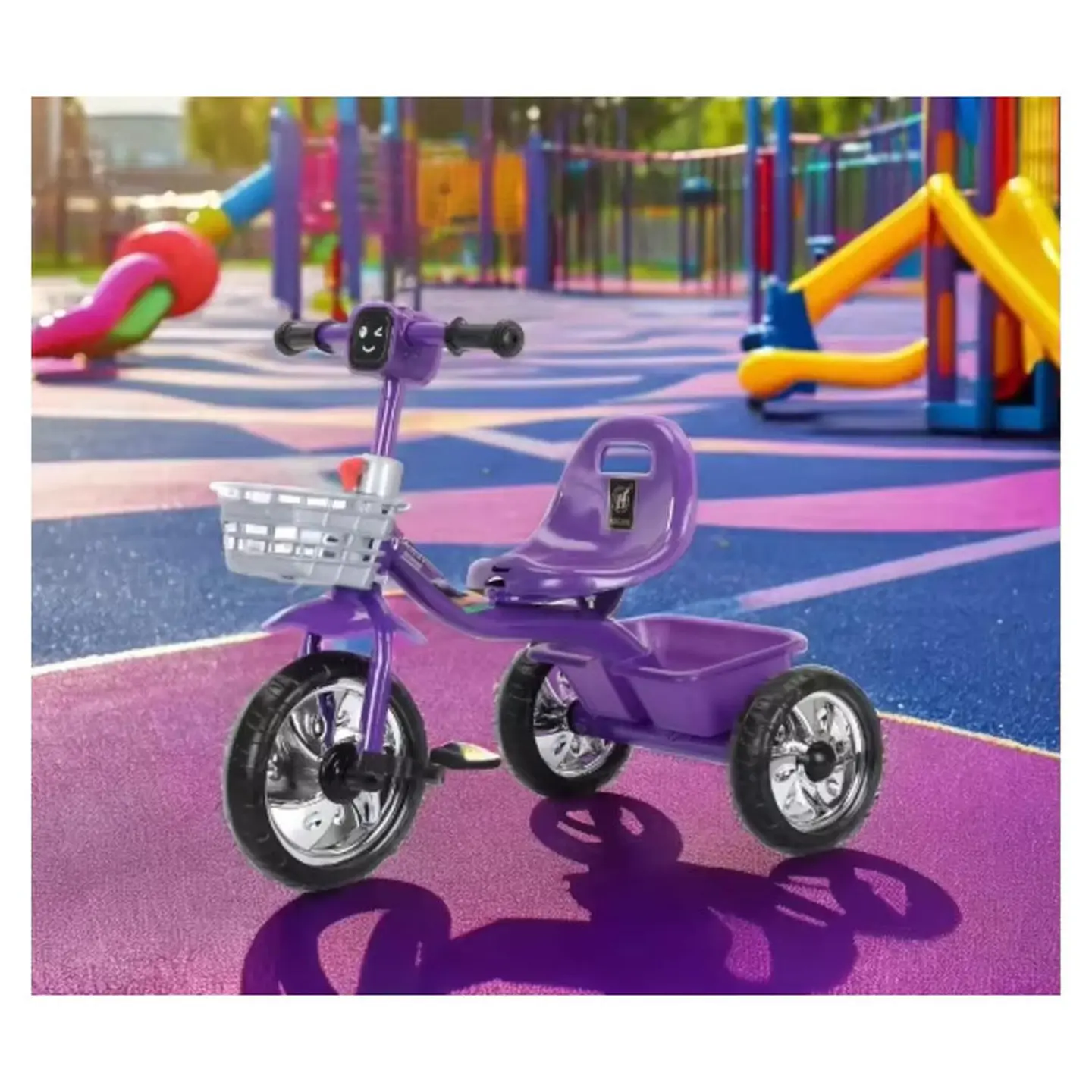 Triciclo Infantil Bici Musical Con Canasto y Respaldo Morado 3