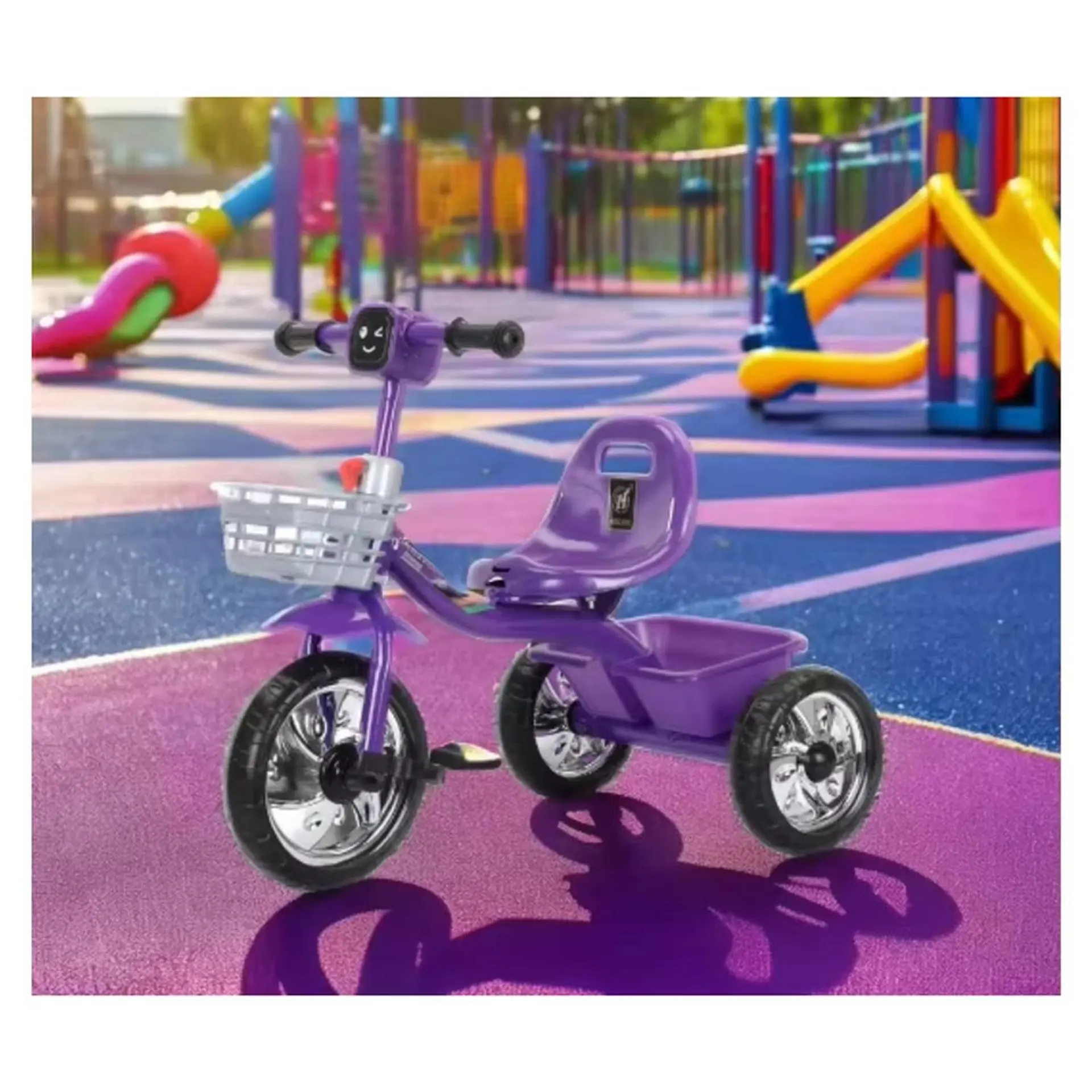 Triciclo Infantil Bici Musical Con Canasto y Respaldo Morado 3