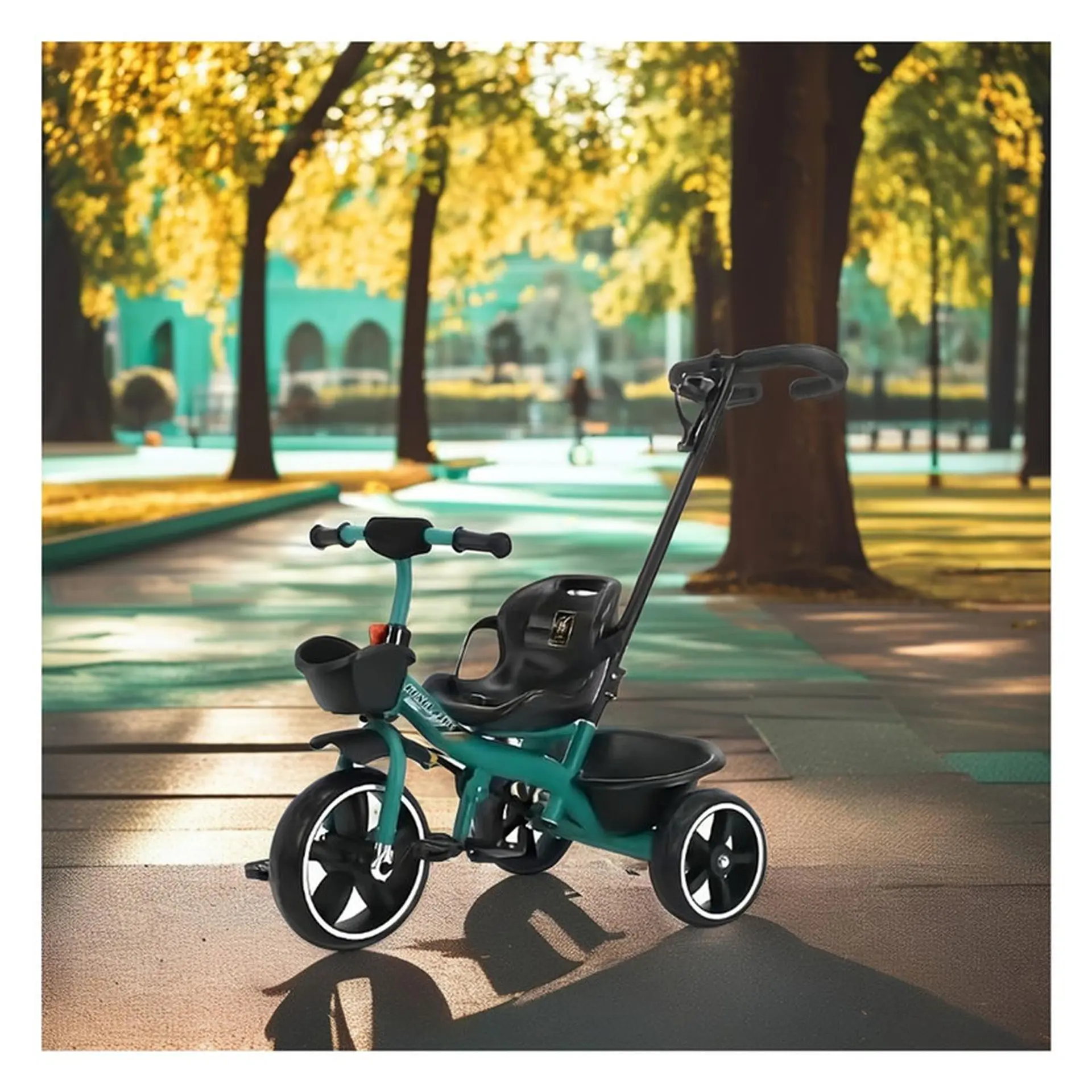 Triciclo Infantil Mango De Empuje Alto Asiento Grande Verde 2