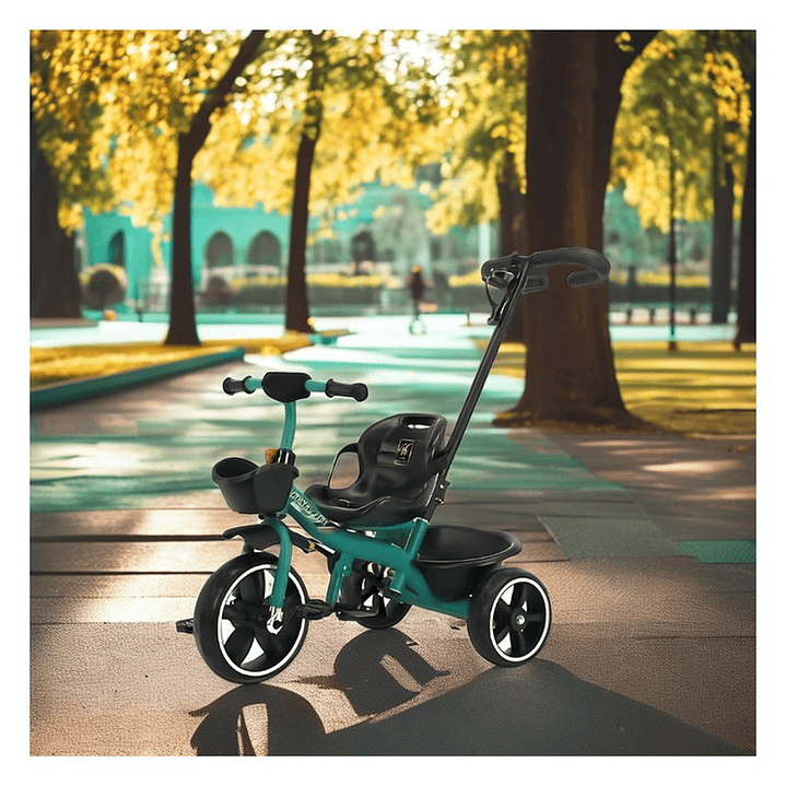 Triciclo Infantil Mango De Empuje Alto Asiento Grande Verde 2