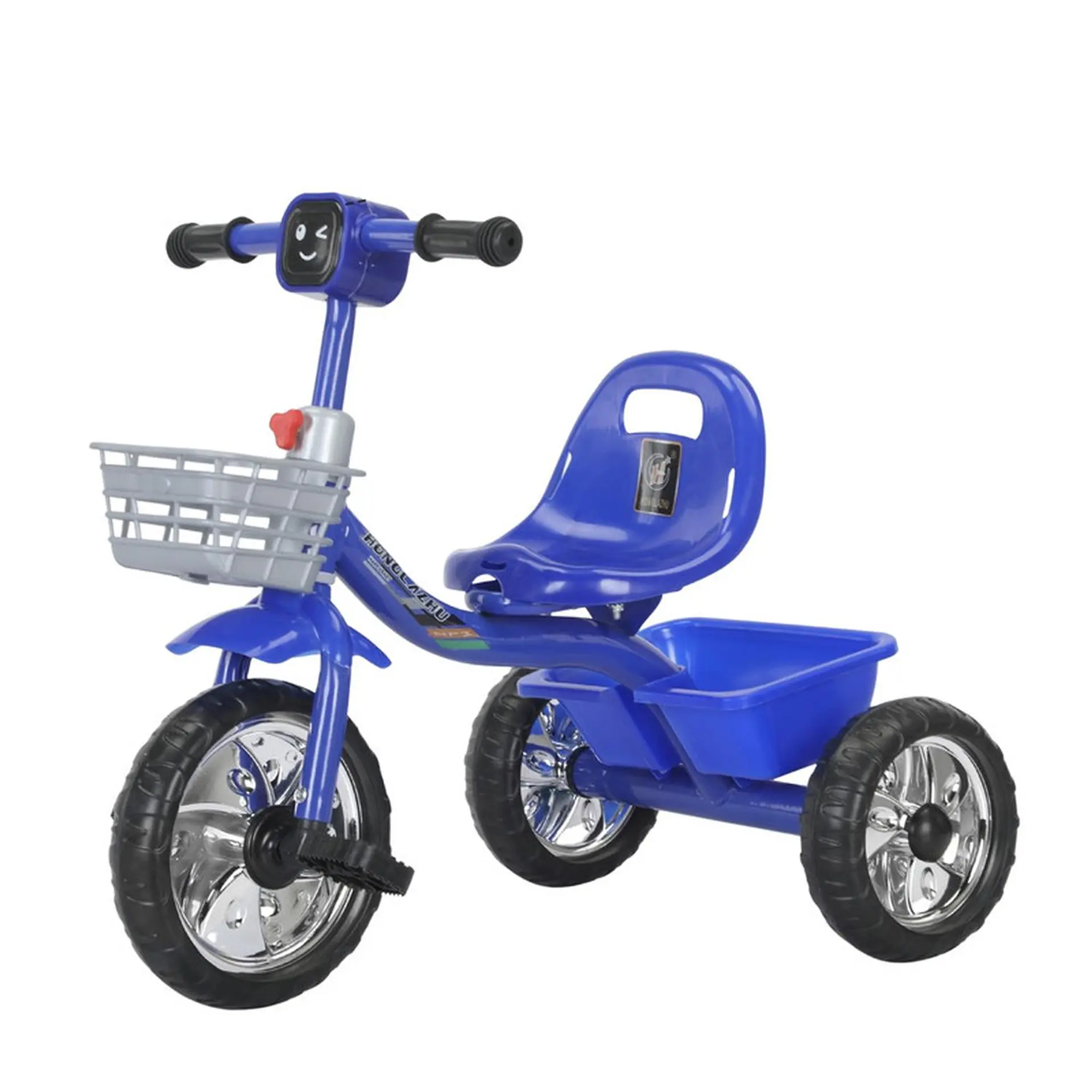 Triciclo Infantil Bici Musical Con Canasto y Respaldo Azul 1