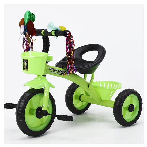 Triciclo Infantil Bici Con Canastos y Cintas Verde