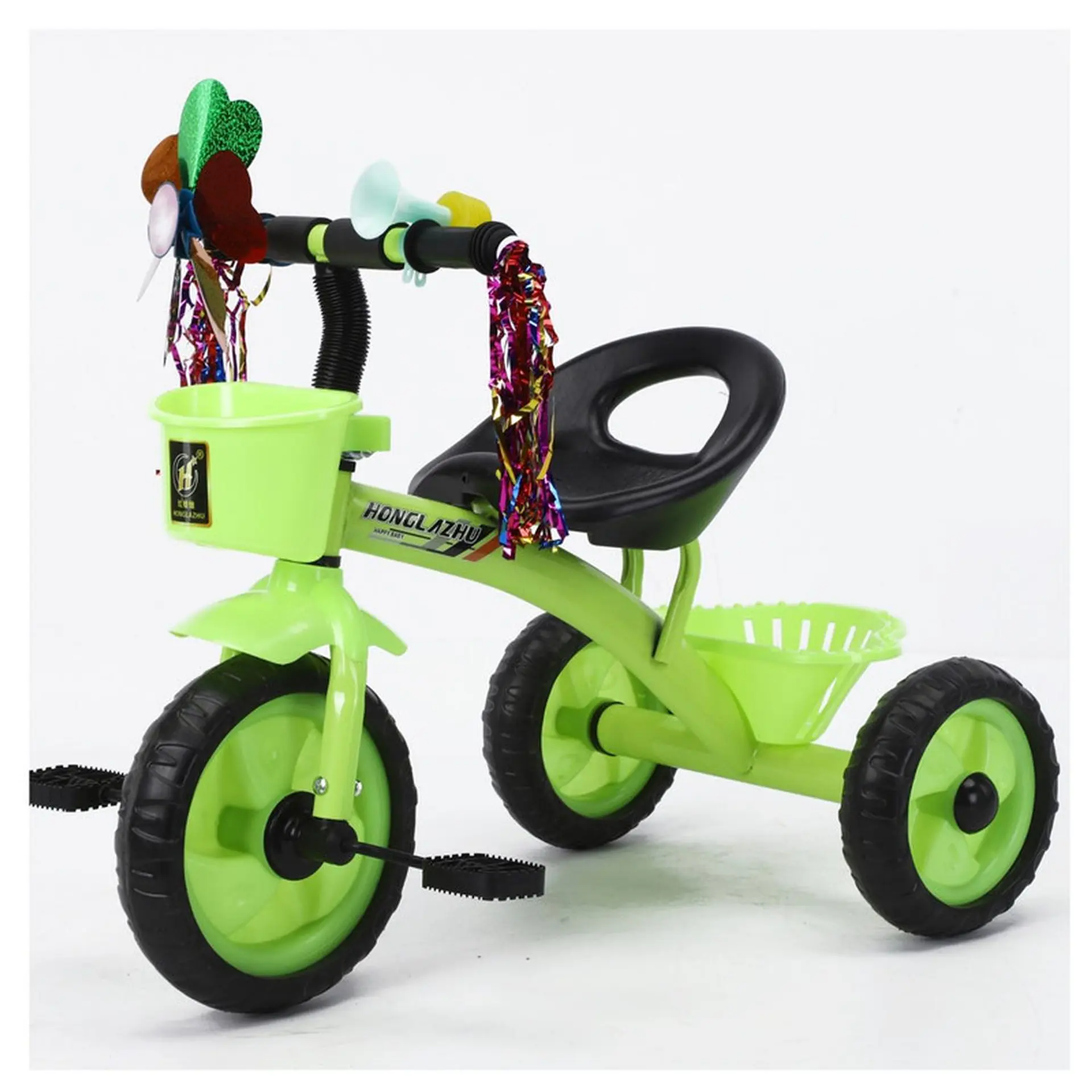 Triciclo Infantil Bici Con Canastos y Cintas Verde 1