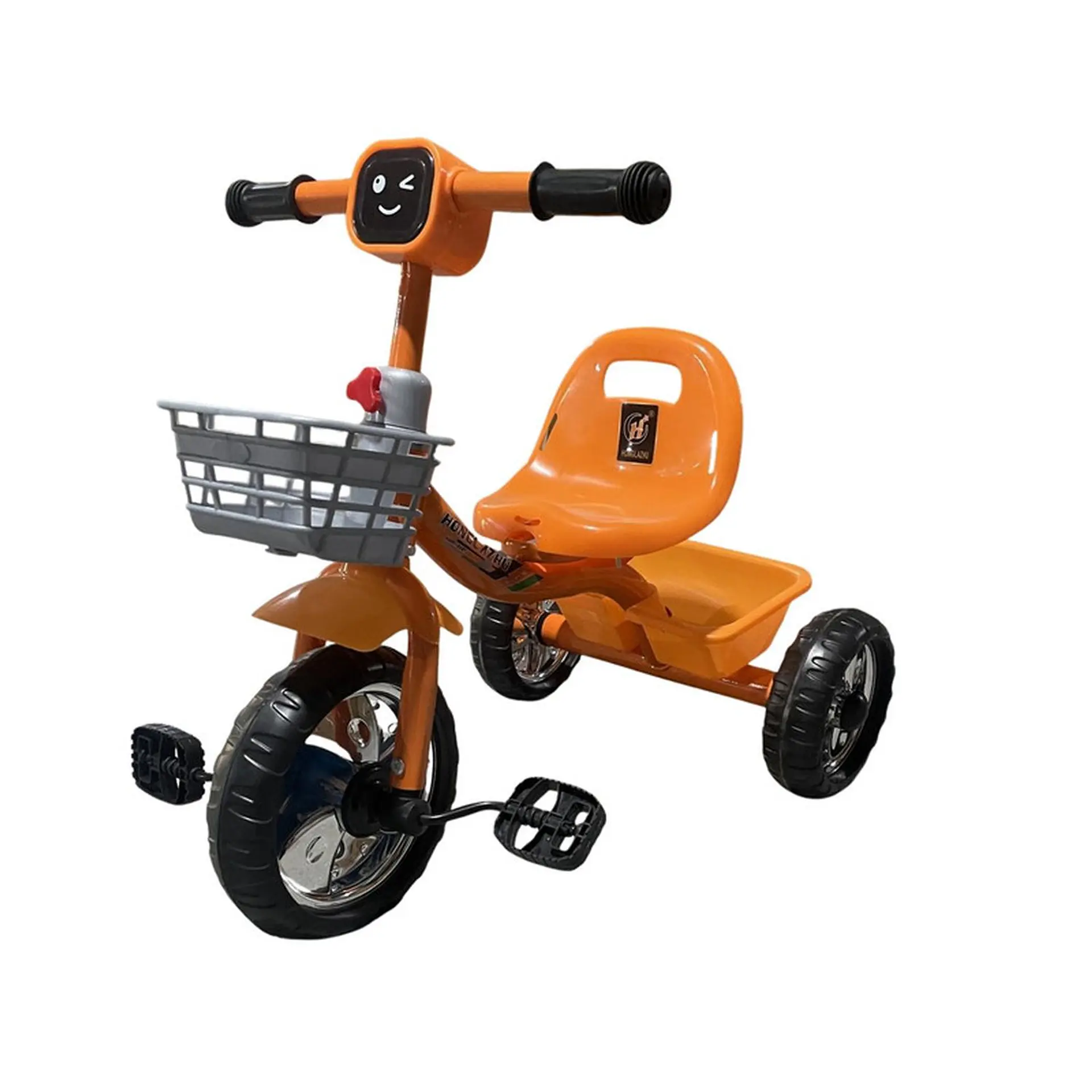 Triciclo Infantil Bici Musical Con Canasto y Respaldo Naranjo 2