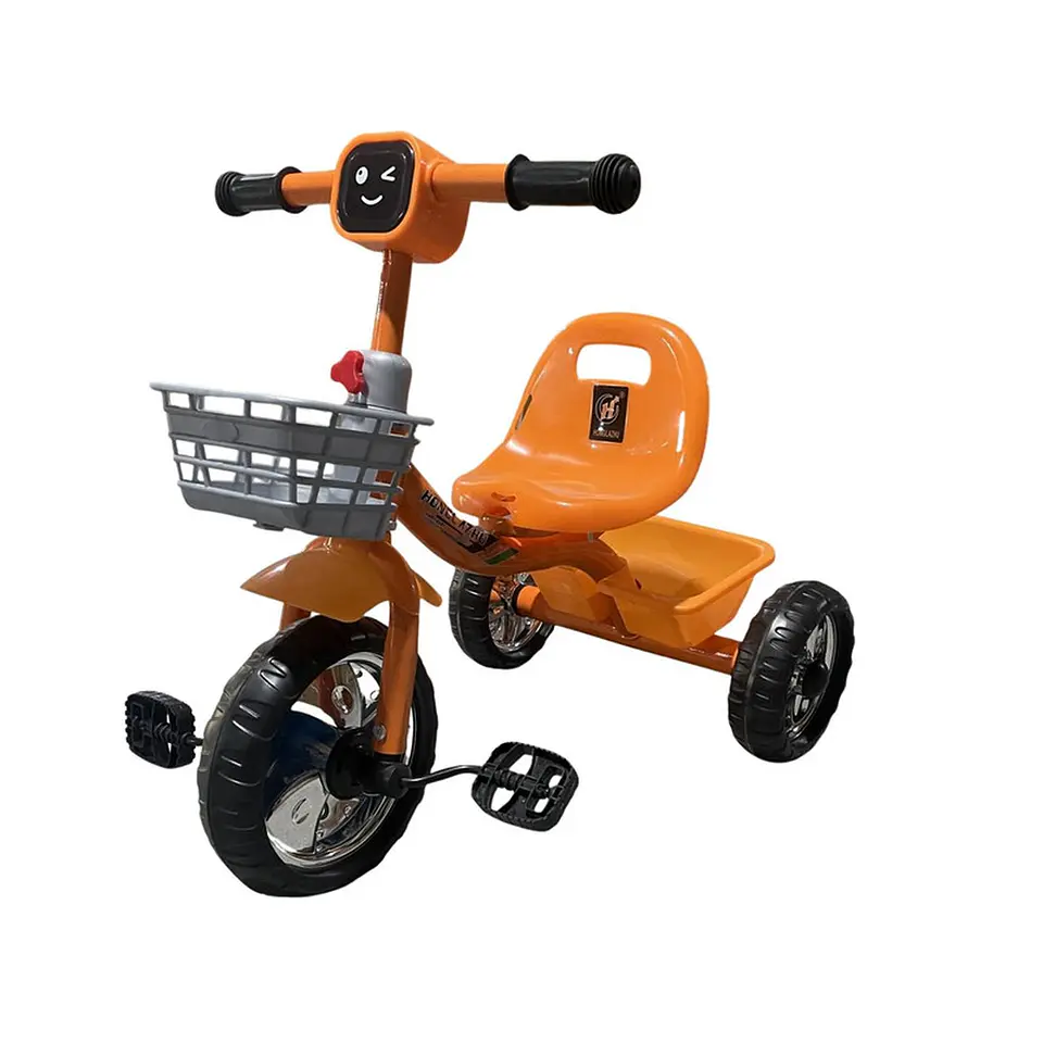Triciclo Infantil Bici Musical Con Canasto y Respaldo Naranjo 2
