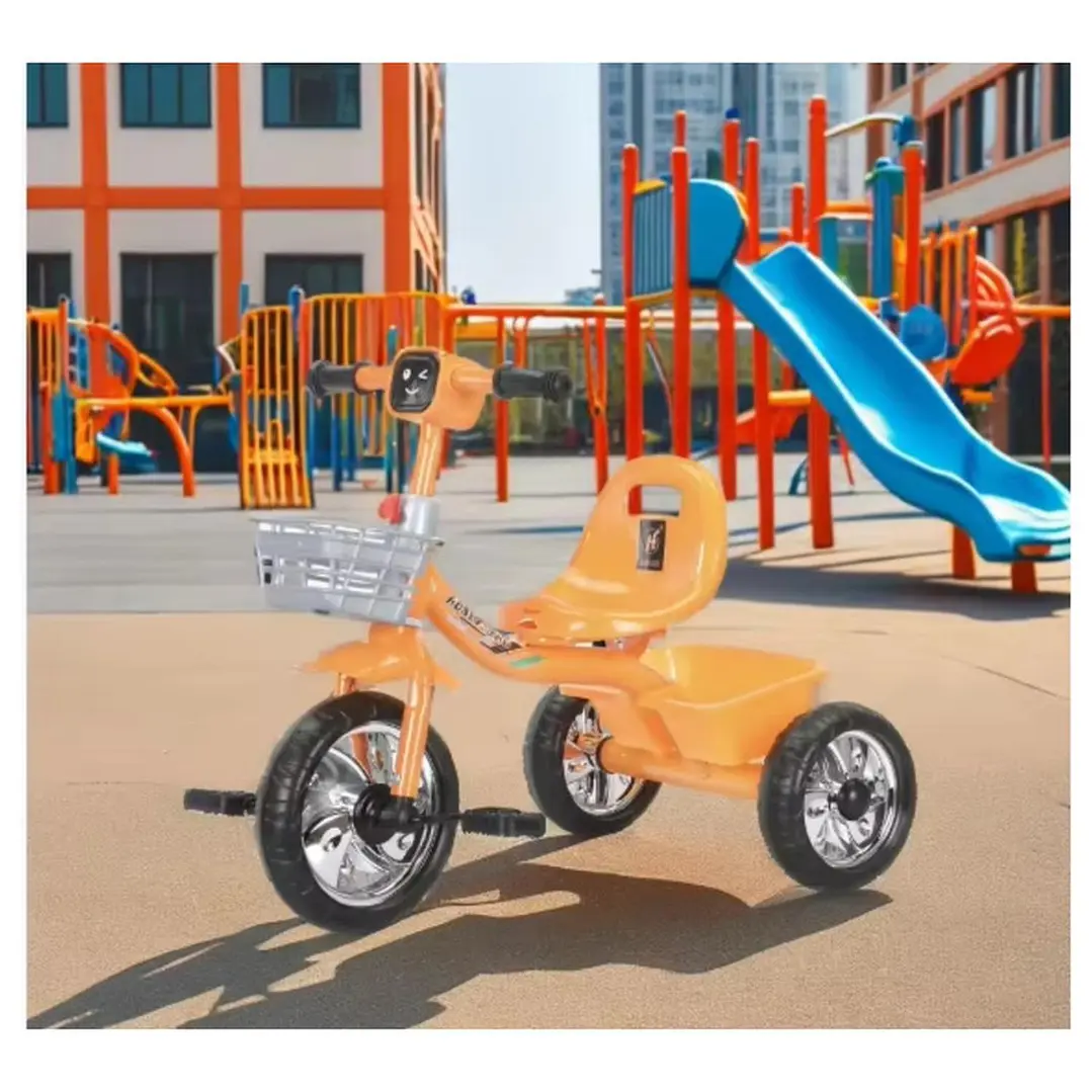 Triciclo Infantil Bici Musical Con Canasto y Respaldo Naranjo 3