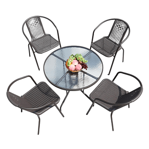 Juego De Terraza De Balcón Comedor Mesa Redonda Emma 4 Sillas