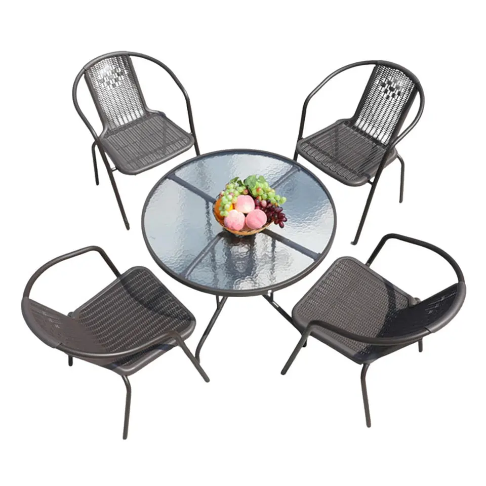 Juego De Terraza De Balcón Comedor Mesa Redonda Emma 4 Sillas 1