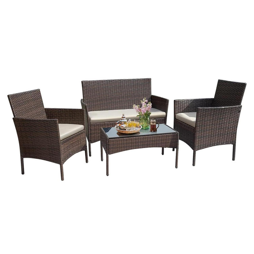 Juego De Terraza Living Ratán Sintético Saint James 4 Piezas 1