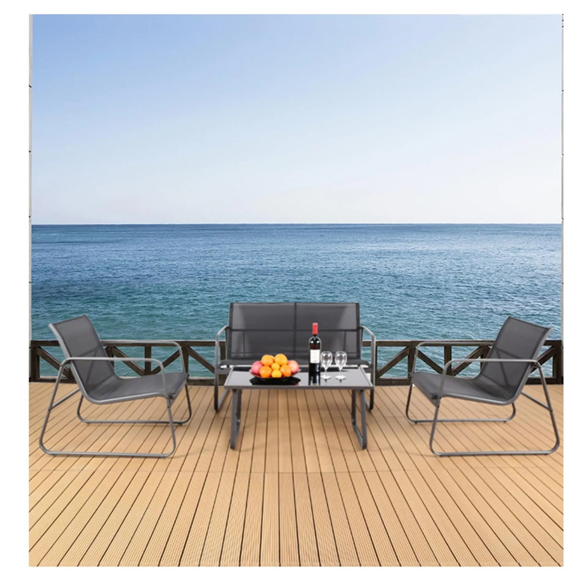 Juego De Terraza Living Malla Saint Andrew 4 Piezas Exterior 2