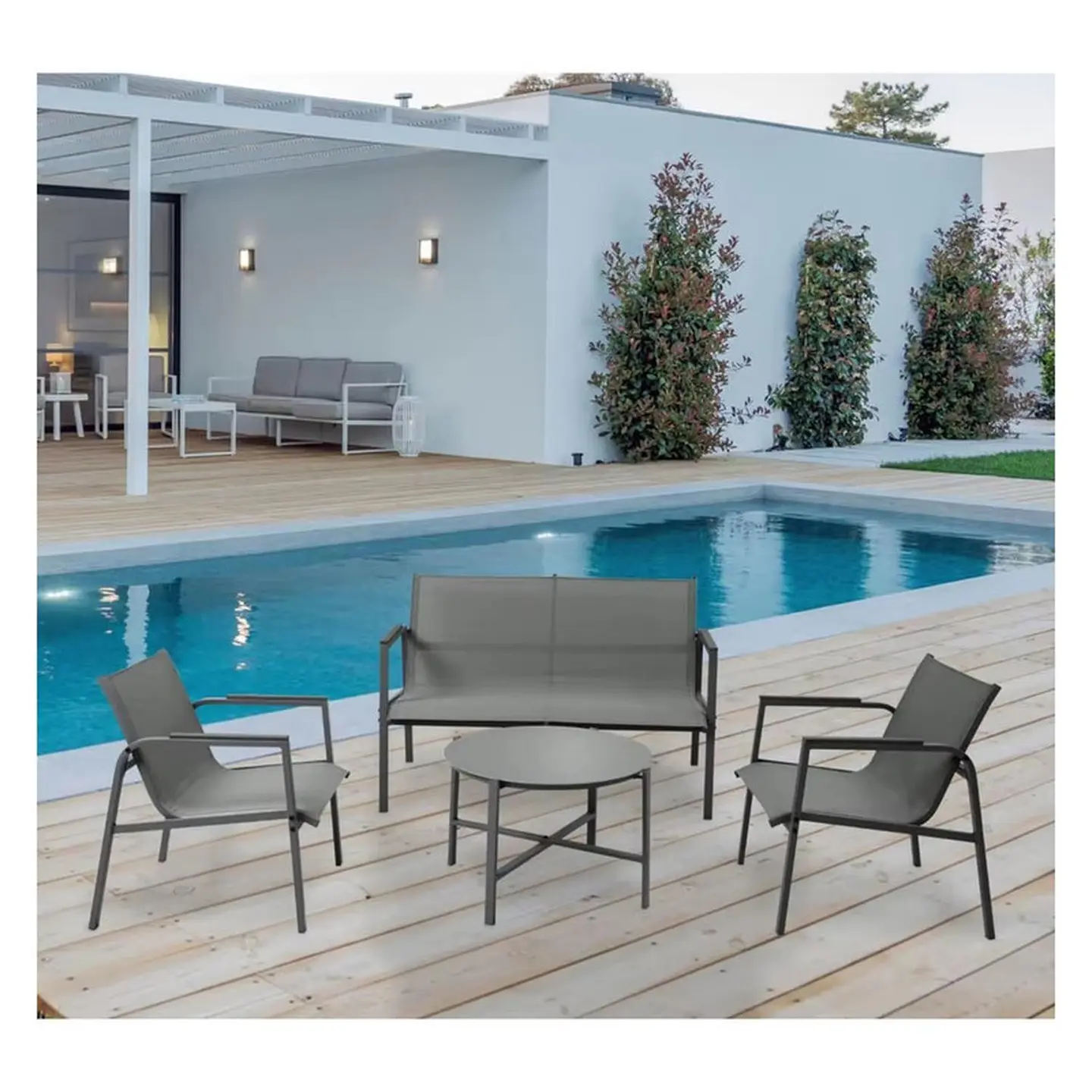Juego De Terraza Living Malla Saint Thomas 4 Piezas Exterior 1