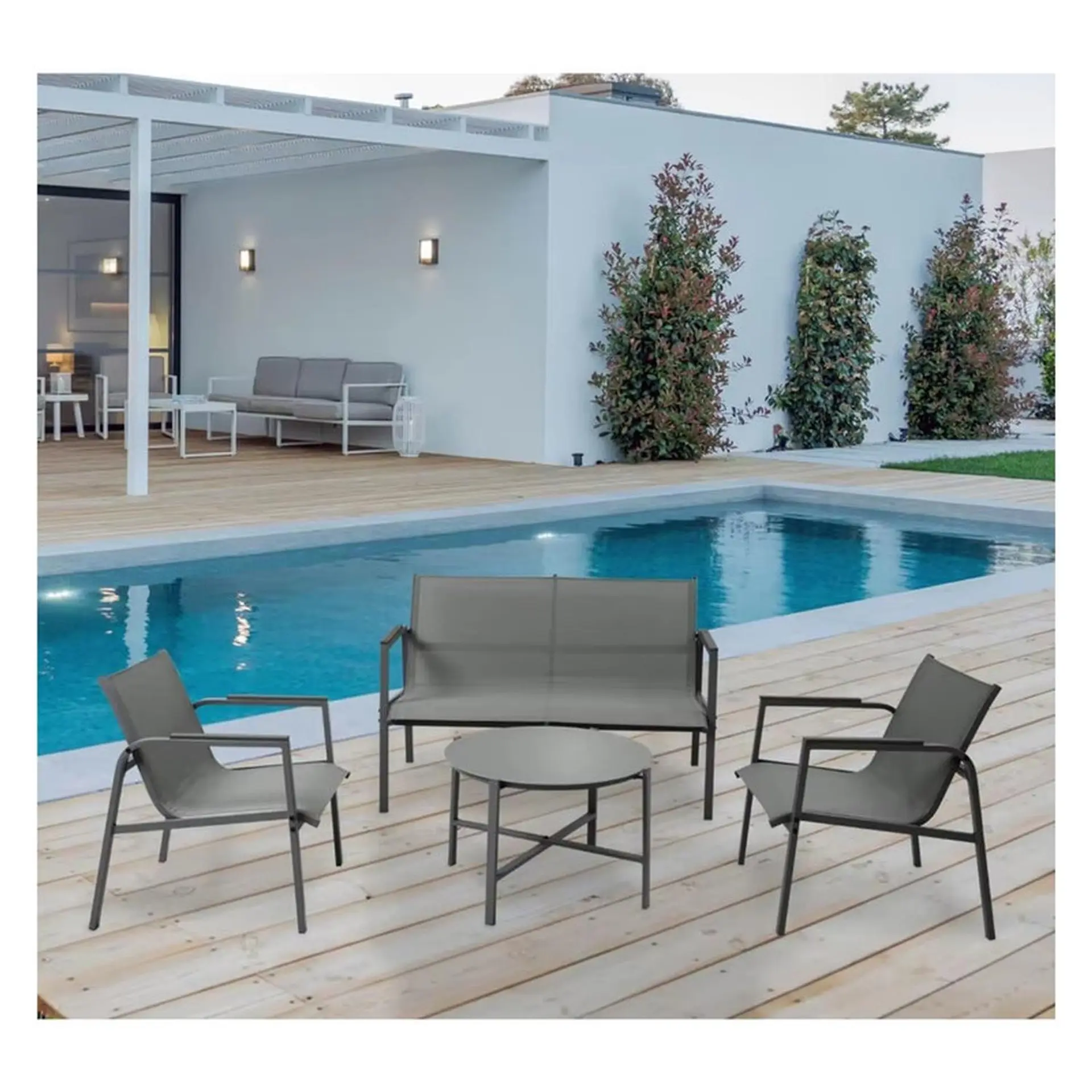 Juego De Terraza Living Malla Saint Thomas 4 Piezas Exterior 1