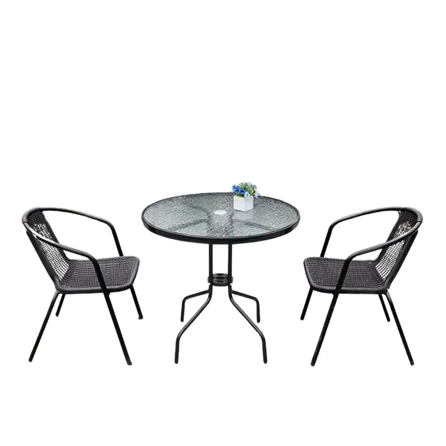 Juego De Terraza De Balcón Comedor Mesa Vidrio Kate 2 Sillas 1