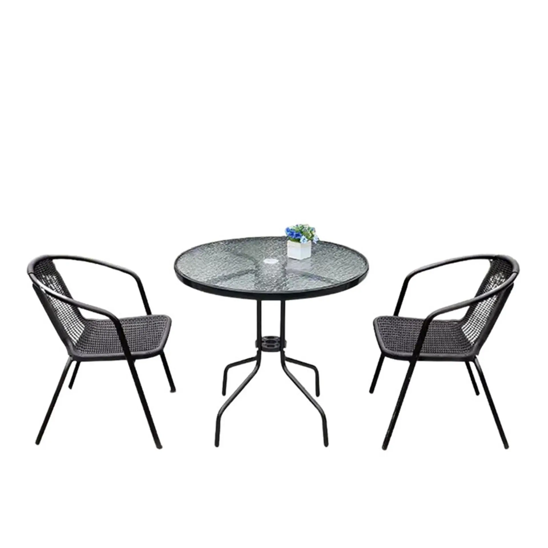 Juego De Terraza De Balcón Comedor Mesa Vidrio Kate 2 Sillas 1