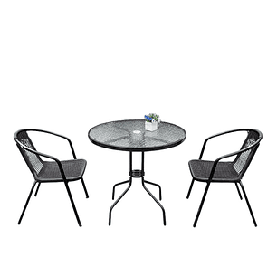 Juego De Terraza De Balcón Comedor Mesa Vidrio Kate 2 Sillas