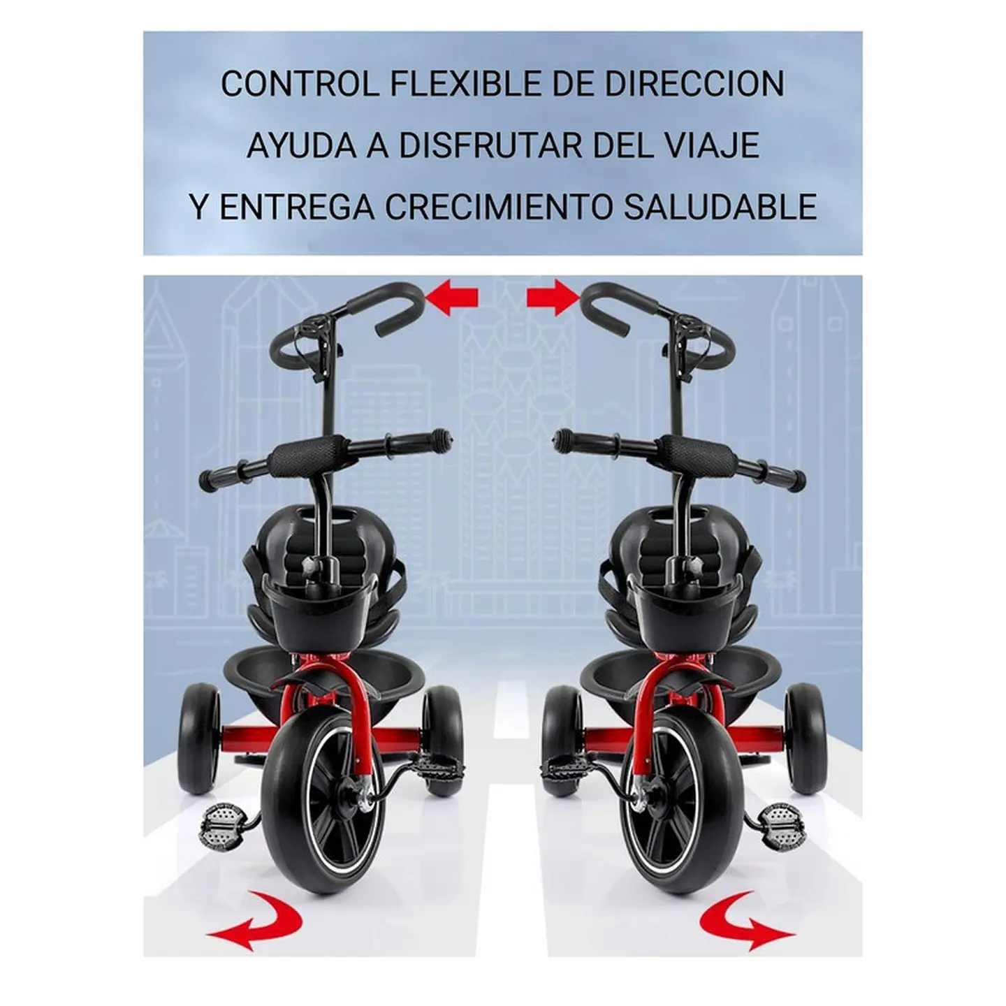 Triciclo Infantil Mango De Empuje Alto Asiento Grande Azul 6