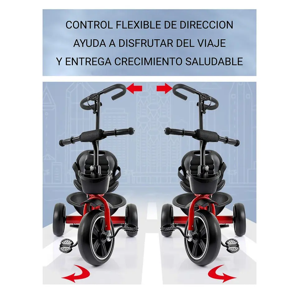 Triciclo Infantil Mango De Empuje Alto Asiento Grande Verde 6