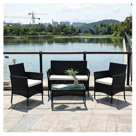 Juego De Terraza Living Ratán Sintético Saint James 4 Piezas