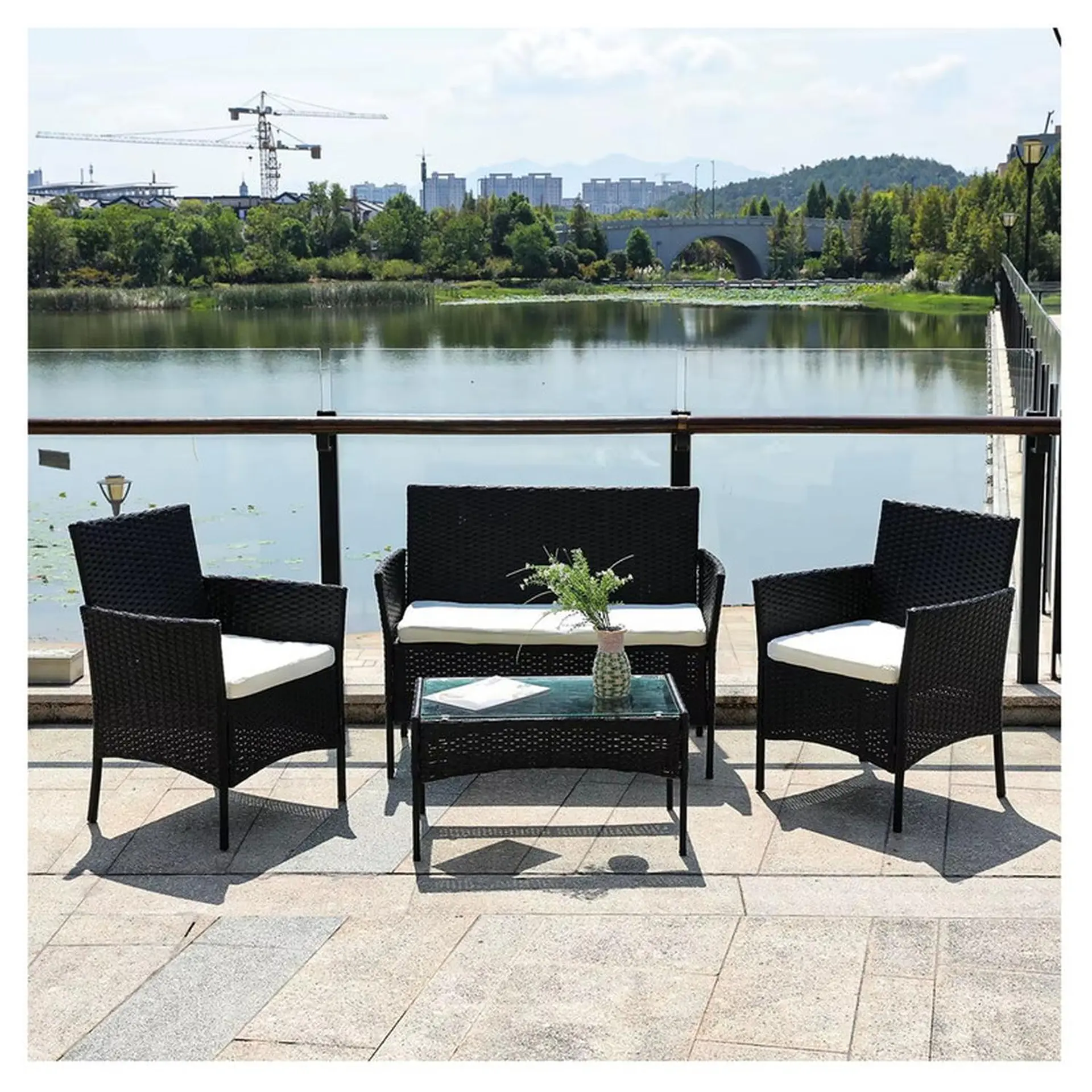 Juego De Terraza Living Ratán Sintético Saint James 4 Piezas 2