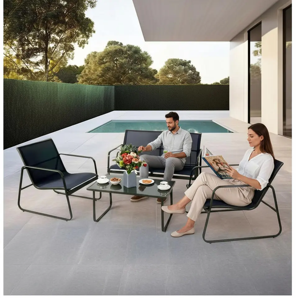 Juego De Terraza Living Malla Saint Andrew 4 Piezas Exterior 3