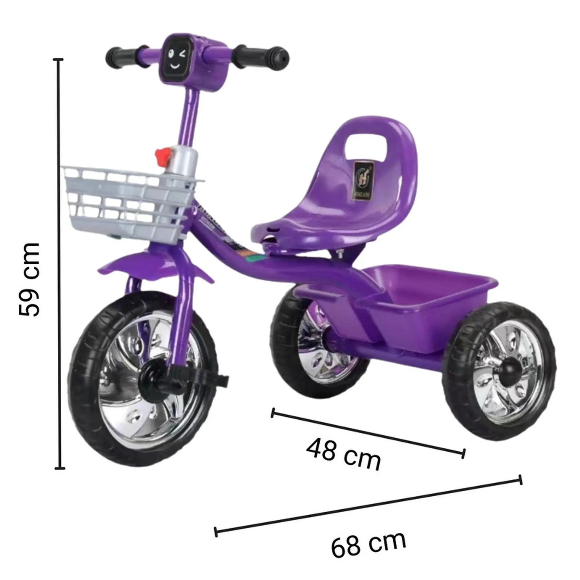 Triciclo Infantil Bici Musical Con Canasto y Respaldo Morado 7