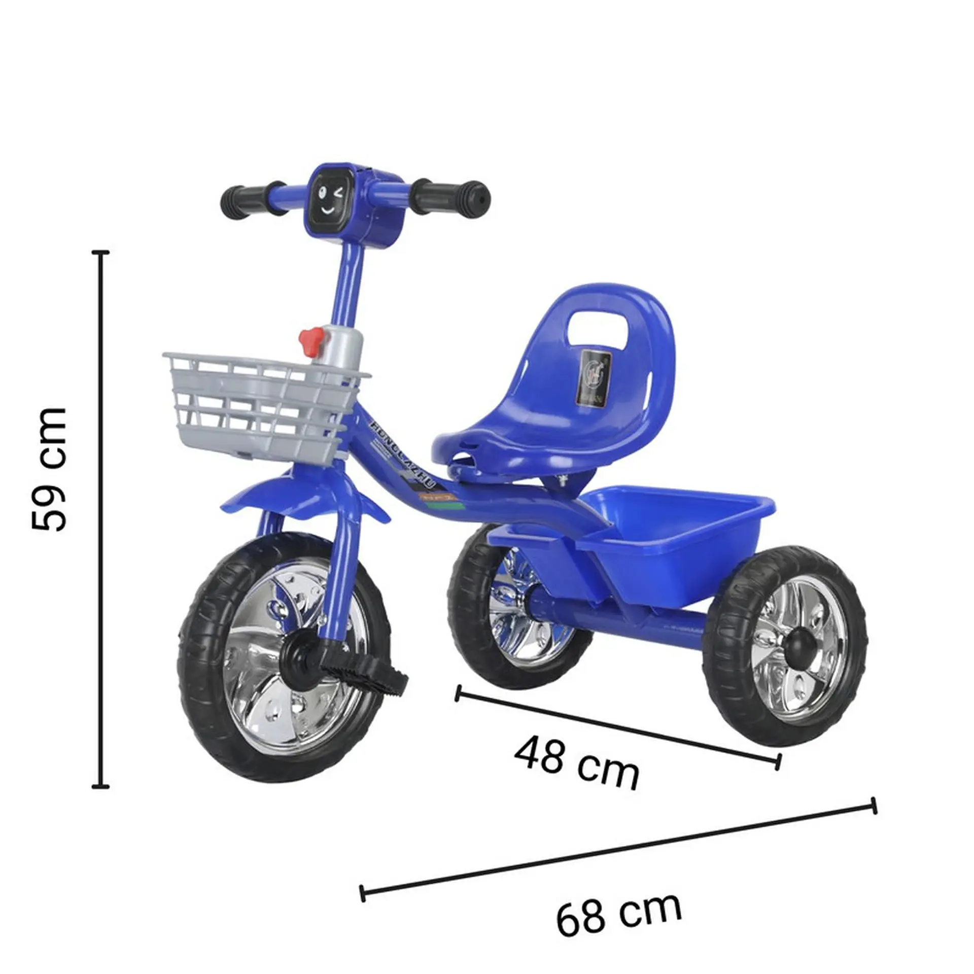 Triciclo Infantil Bici Musical Con Canasto y Respaldo Azul 6