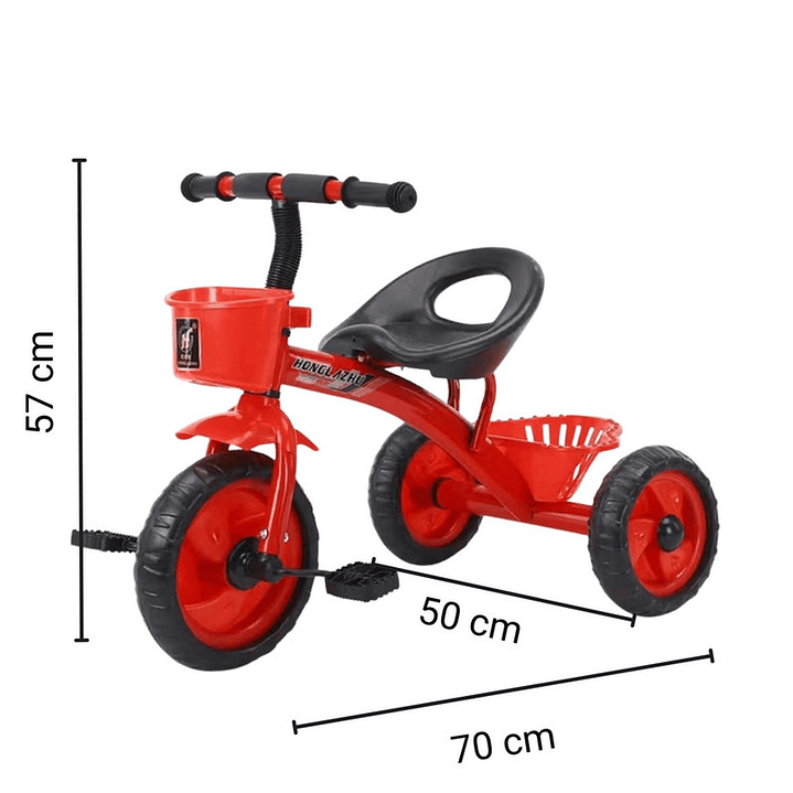 Triciclo Infantil Bici Con Canastos y Cintas Rojo 6