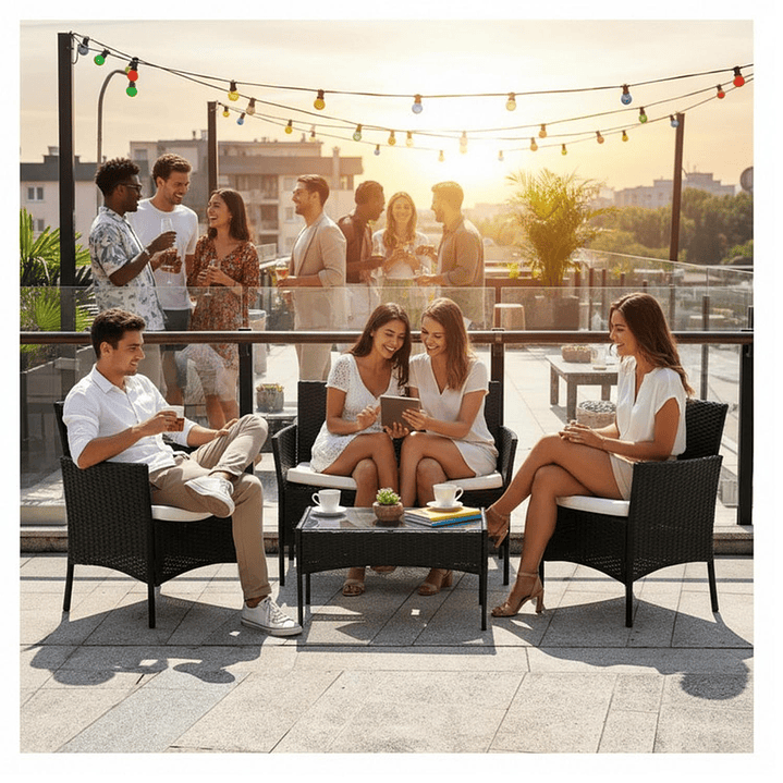 Juego De Terraza Living Ratán Sintético Saint James 4 Piezas 3