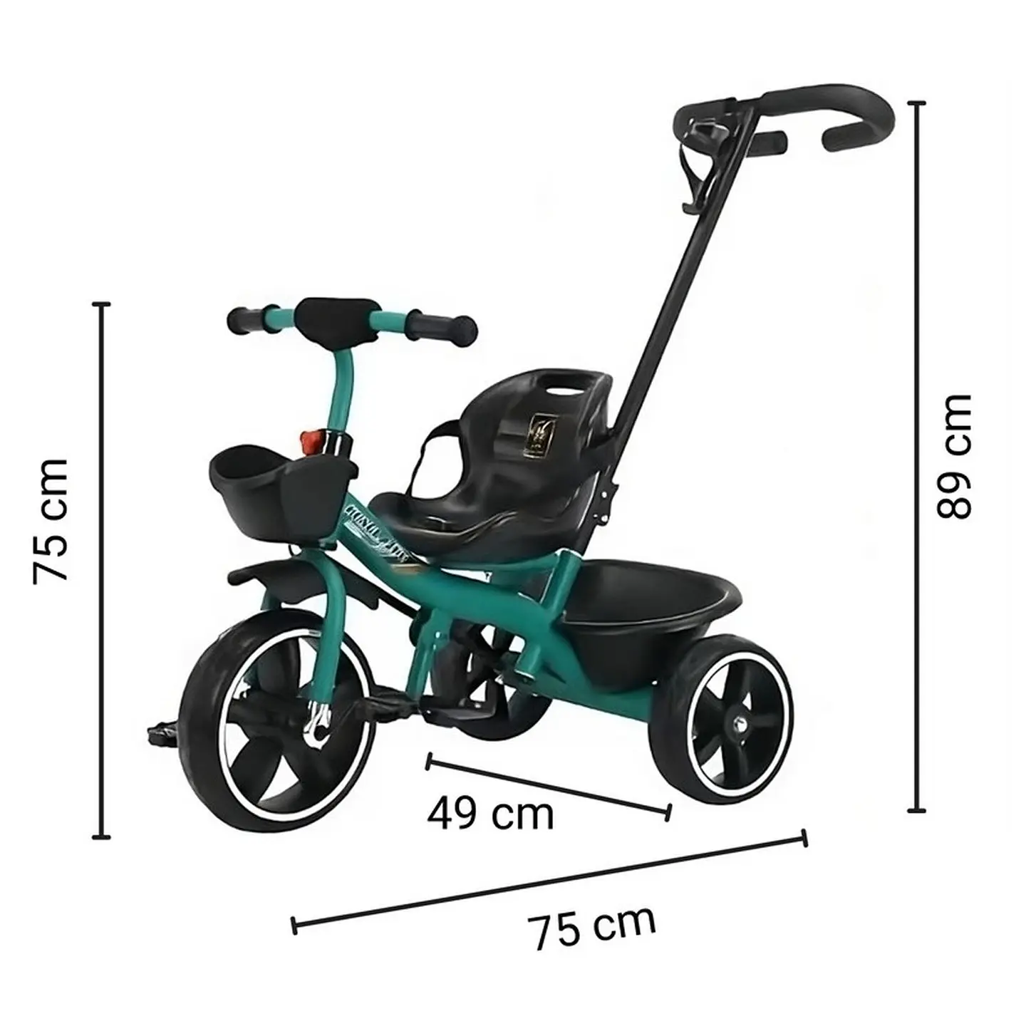 Triciclo Infantil Mango De Empuje Alto Asiento Grande Verde 8