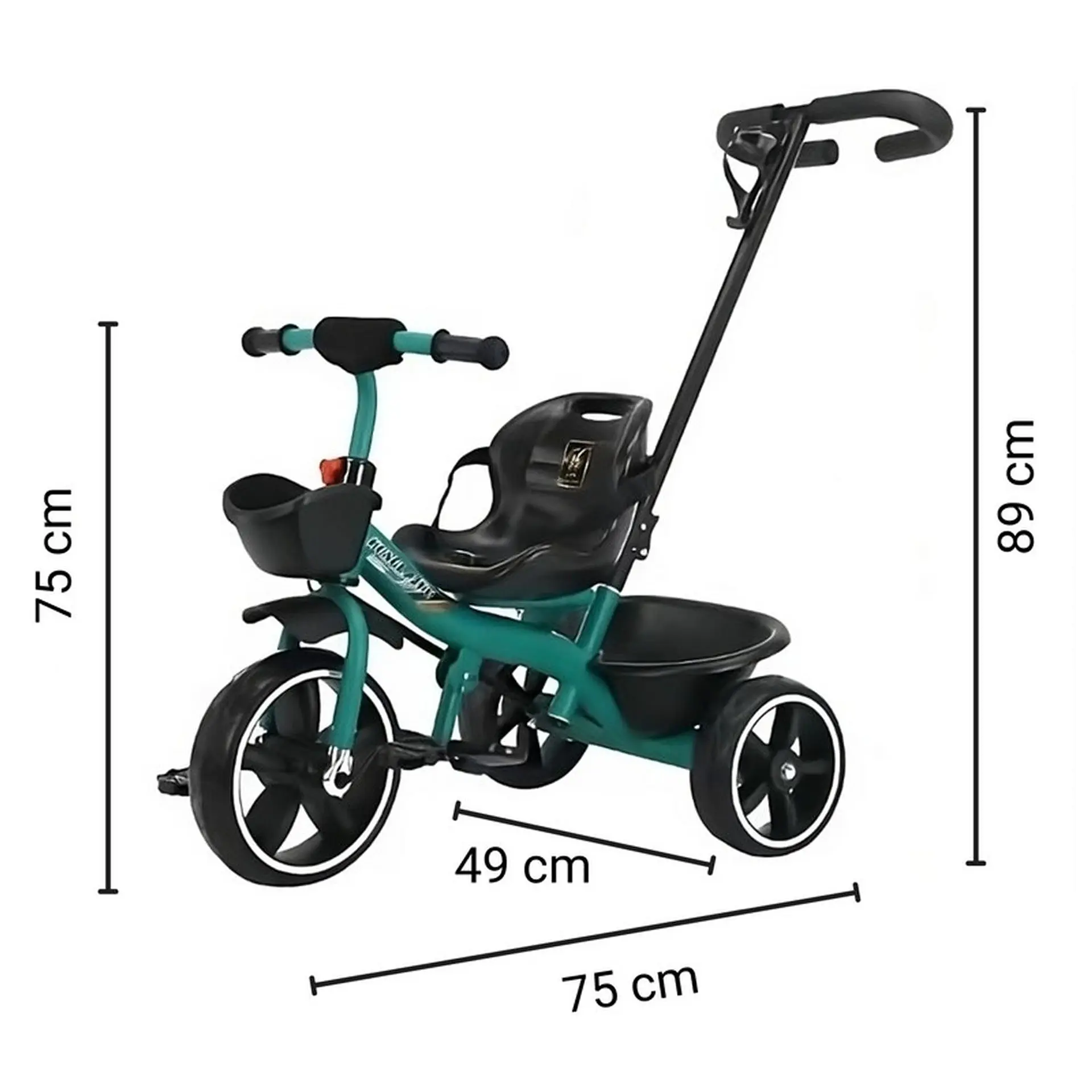 Triciclo Infantil Mango De Empuje Alto Asiento Grande Verde 8
